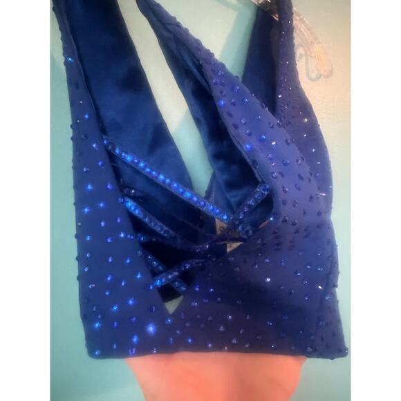 Sherri Hill Prom Hoco Dress Formal Gown Sequins Royal Blue Size 6 Bedazzled - Picture 8 of 14